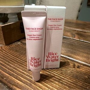 The Face Shop Clean Beauty Rice Water Bright Eye Cream Lot of 2 NEW .67 fl oz ea